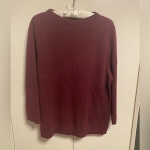 Talbots 3/4 Length Sleeve Burgundy Cashmere Sweater Size XL